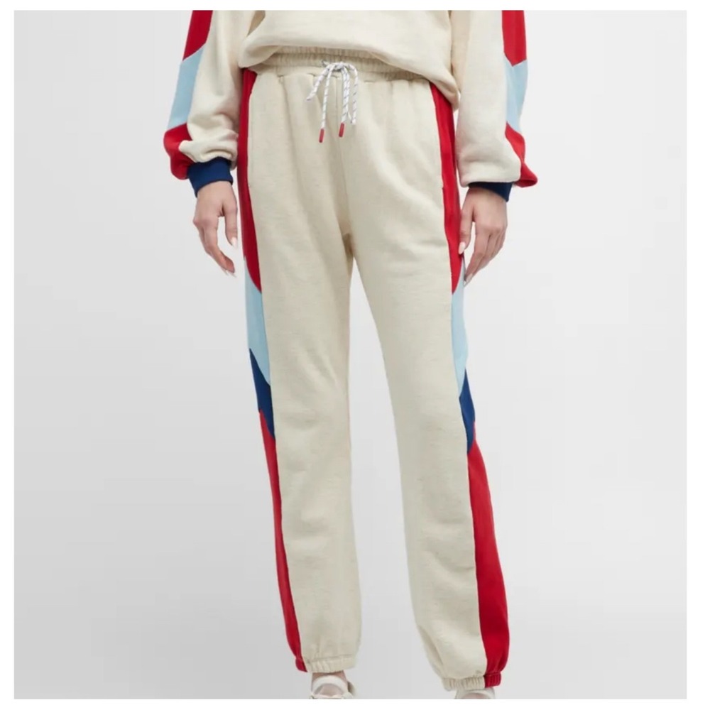 Mother The Knock Out Ankle Sweatpants‎ En Route Colorblock Joggers Cream XS